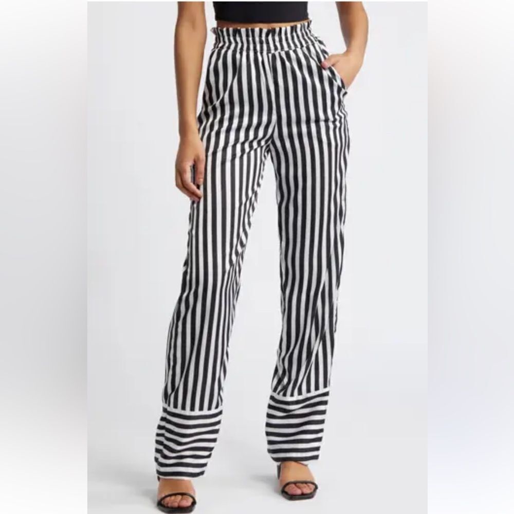 DIARRABLU Leer Ben Palazzo Pants Silky Striped Women’s Small